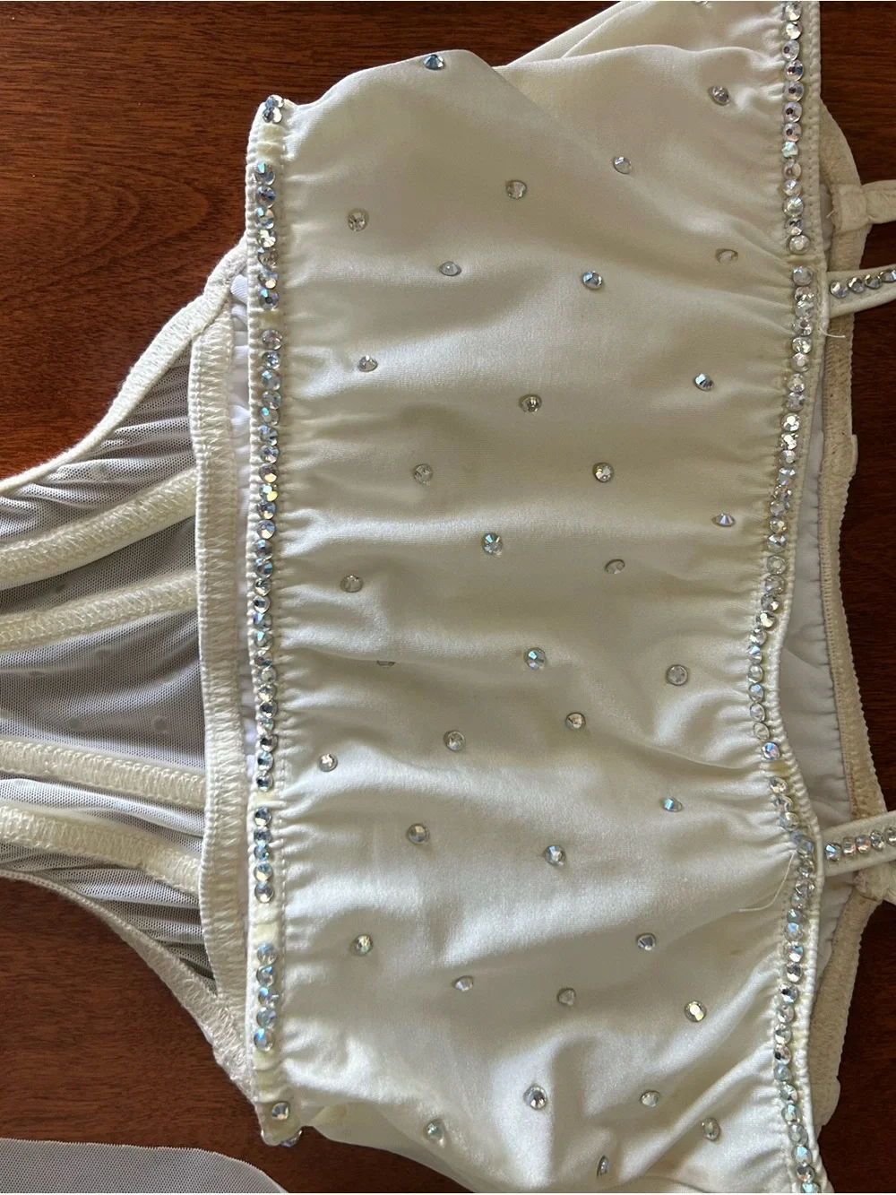 Kelle Ivory Open Hearts leotard with mesh skirt